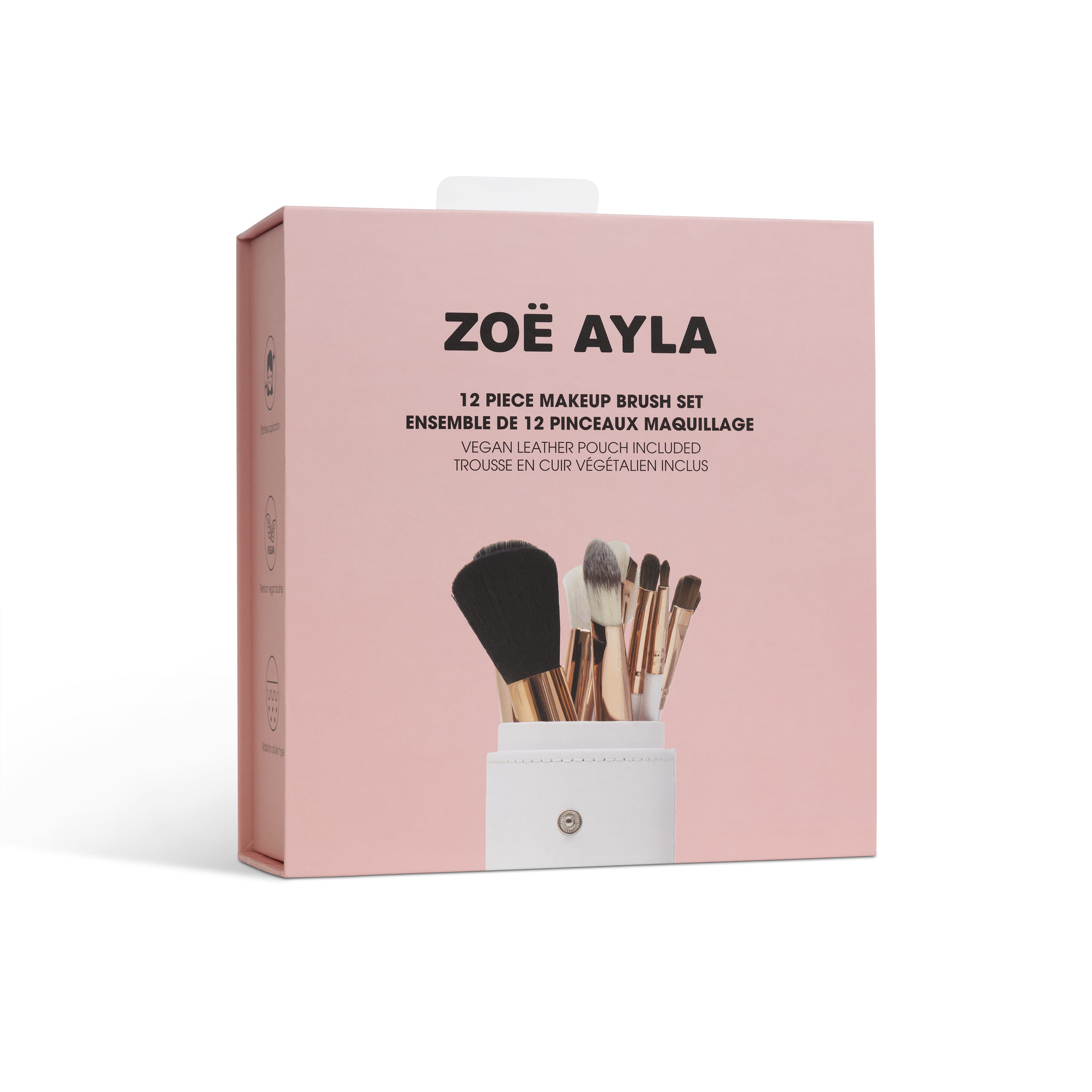 12-Piece Professional Brush Set with Vegan Leather Travel Case