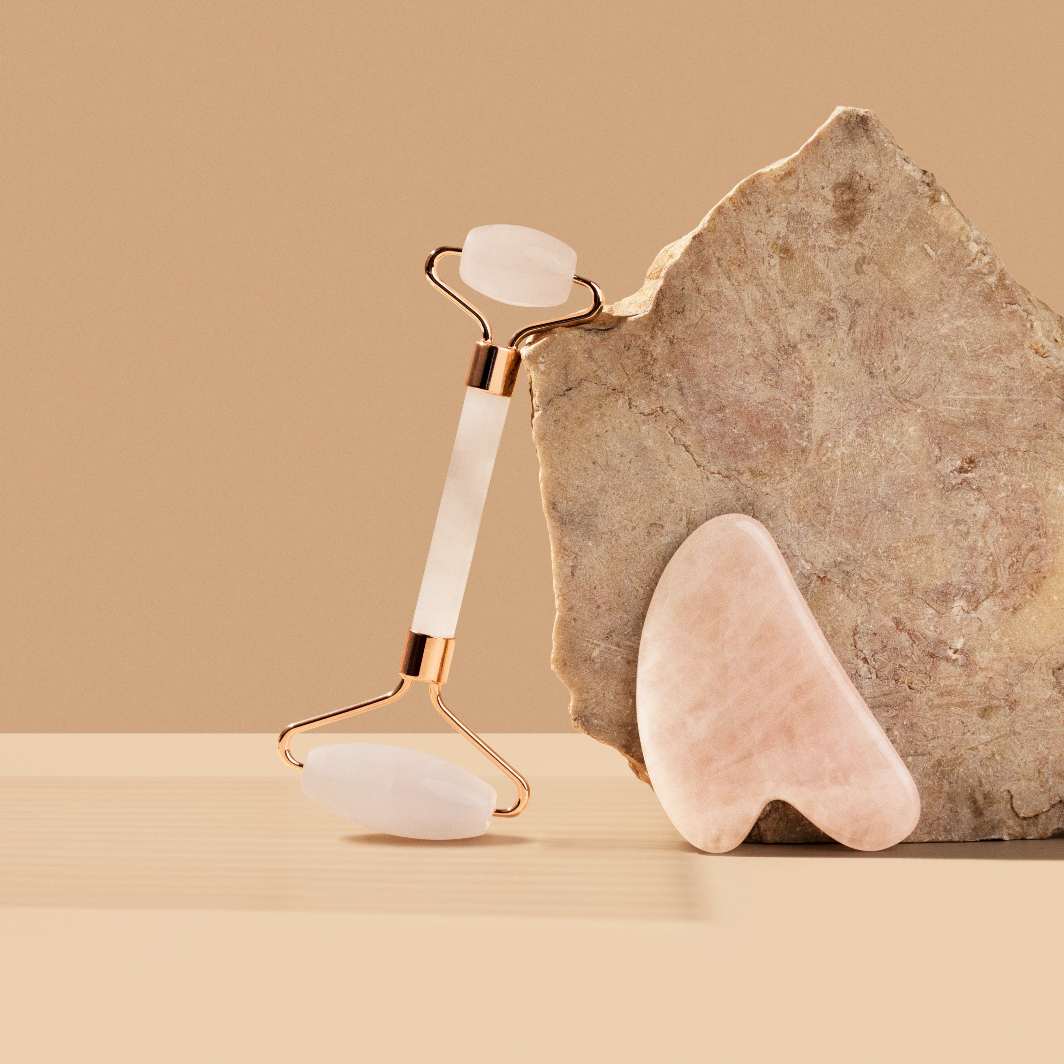 Rose Quartz Gua Sha and Roller Set