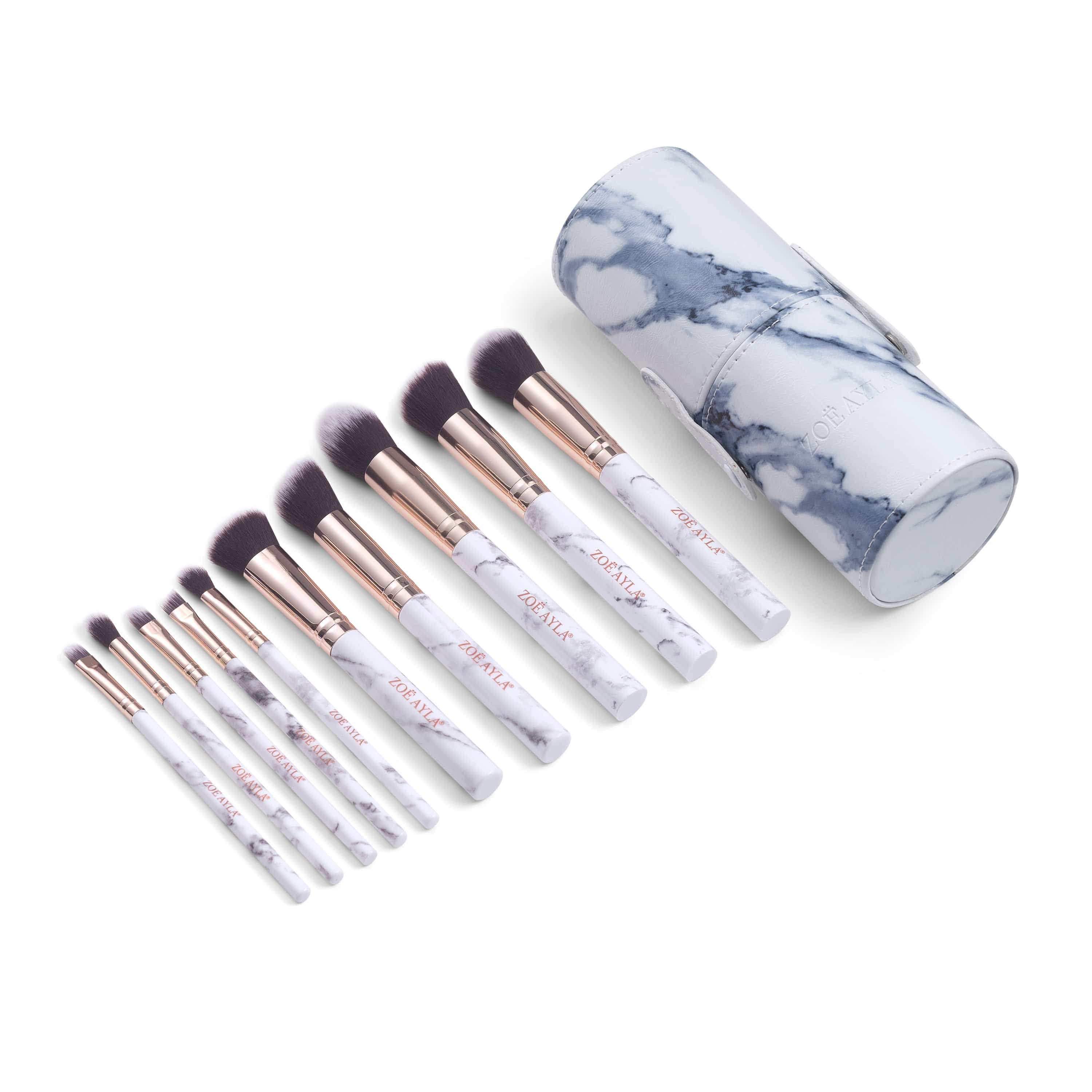 10-Piece Makeup Brush Set with Cylindric Case