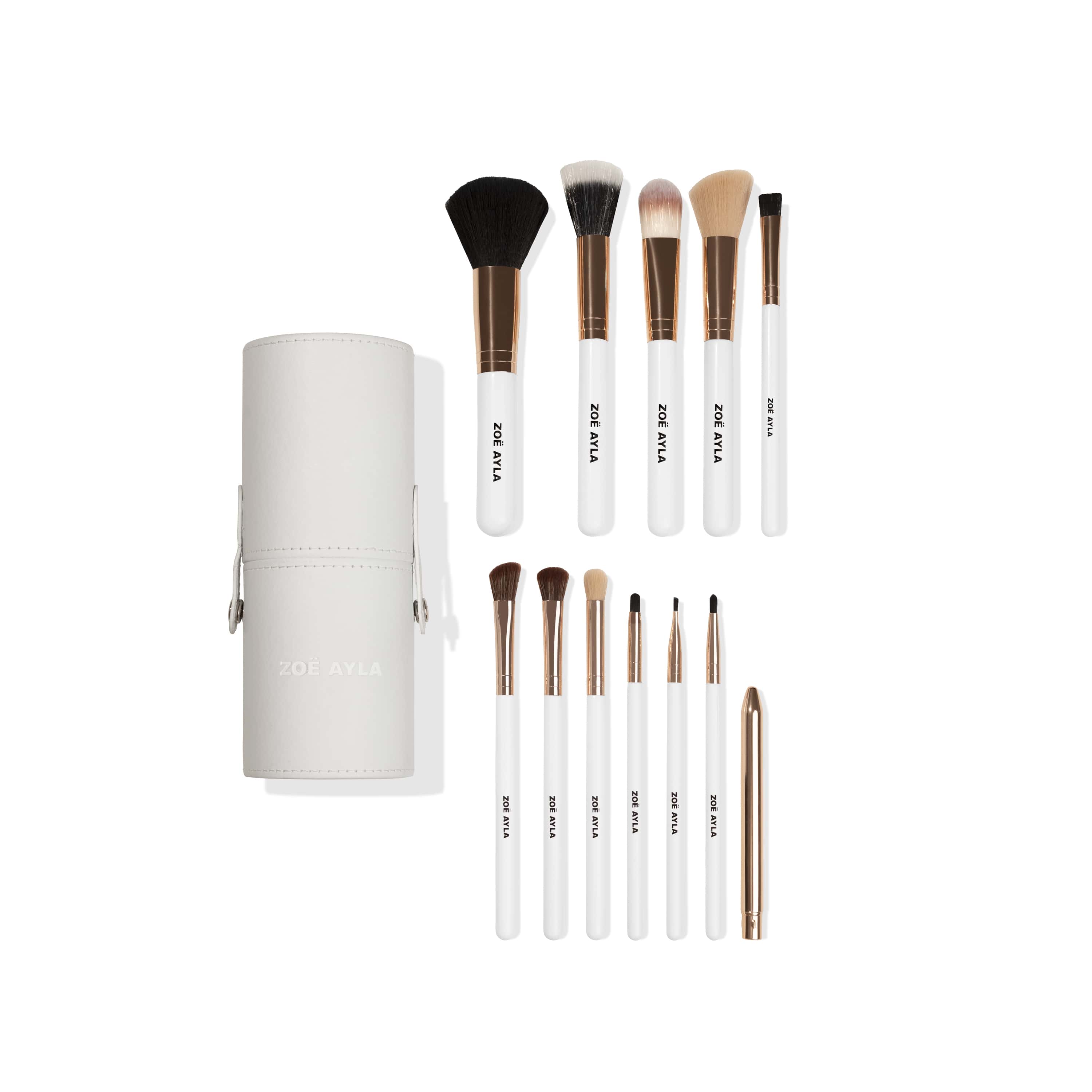 12-Piece Professional Brush Set with Vegan Leather Travel Case
