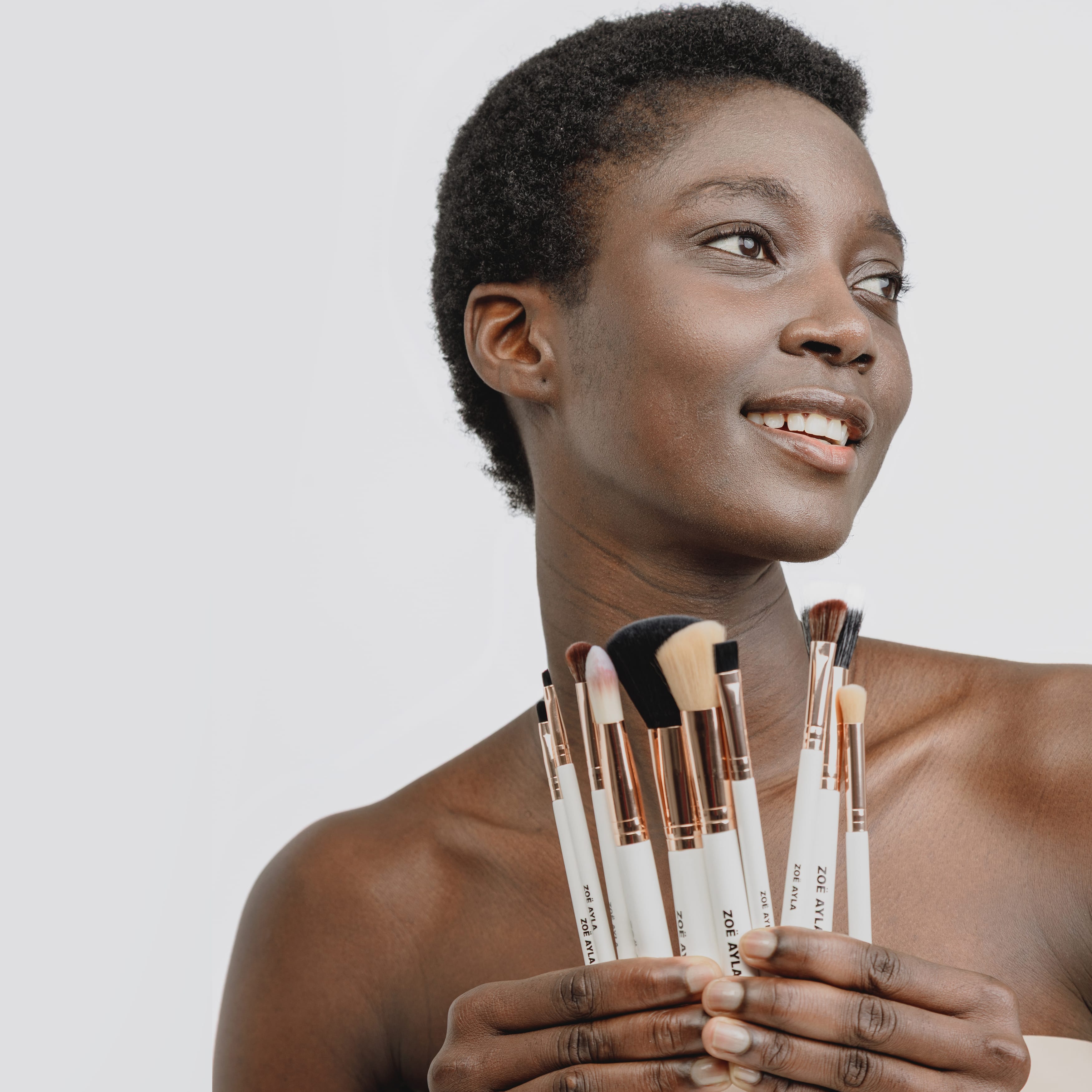 12-Piece Professional Brush Set with Vegan Leather Travel Case